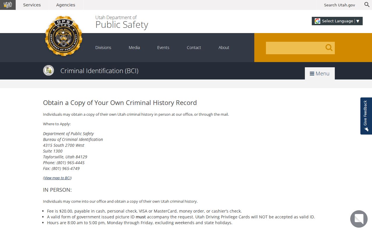 Wayne County criminal history BCI self-review instructions