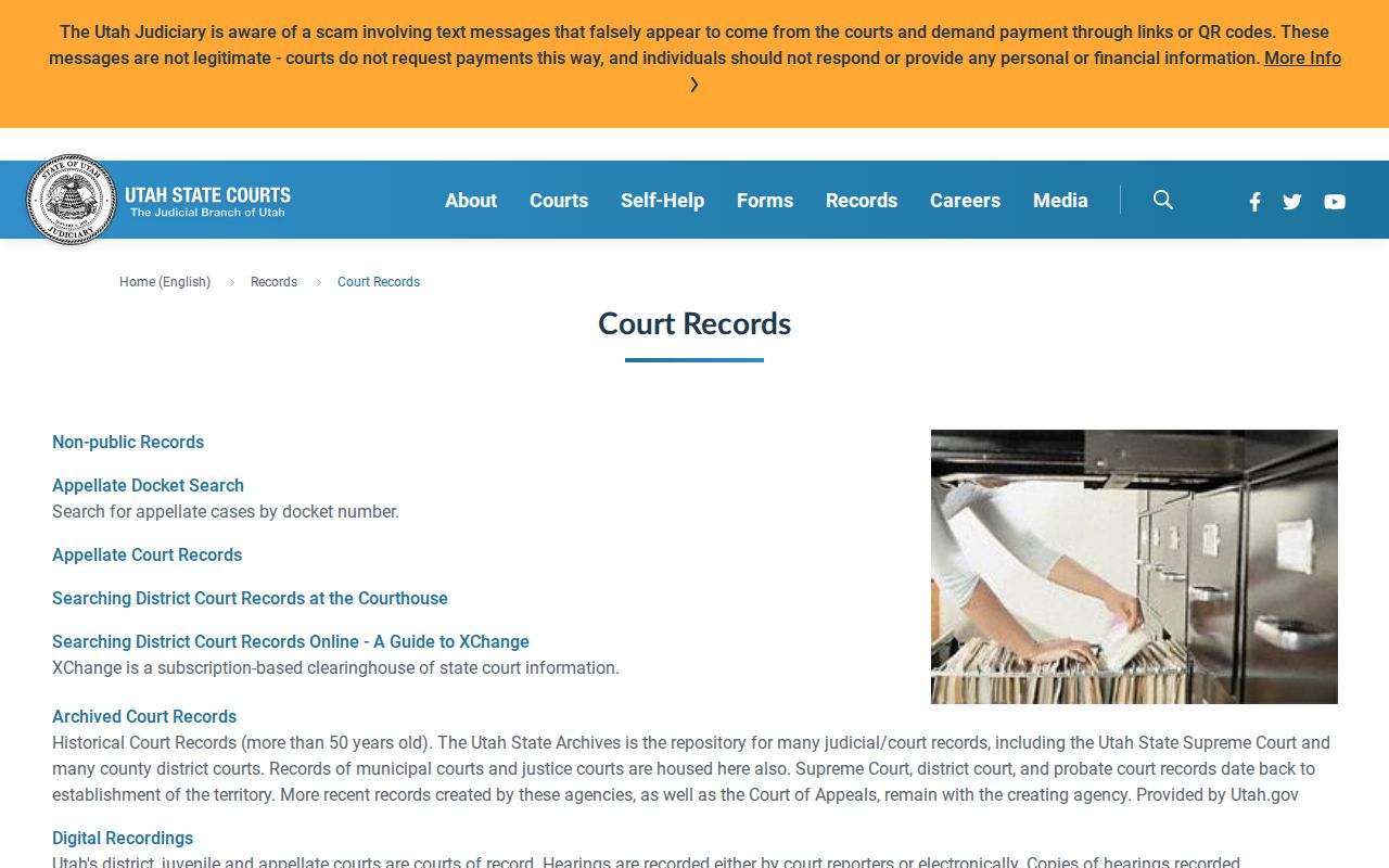 Utah Courts official court records and archives hub