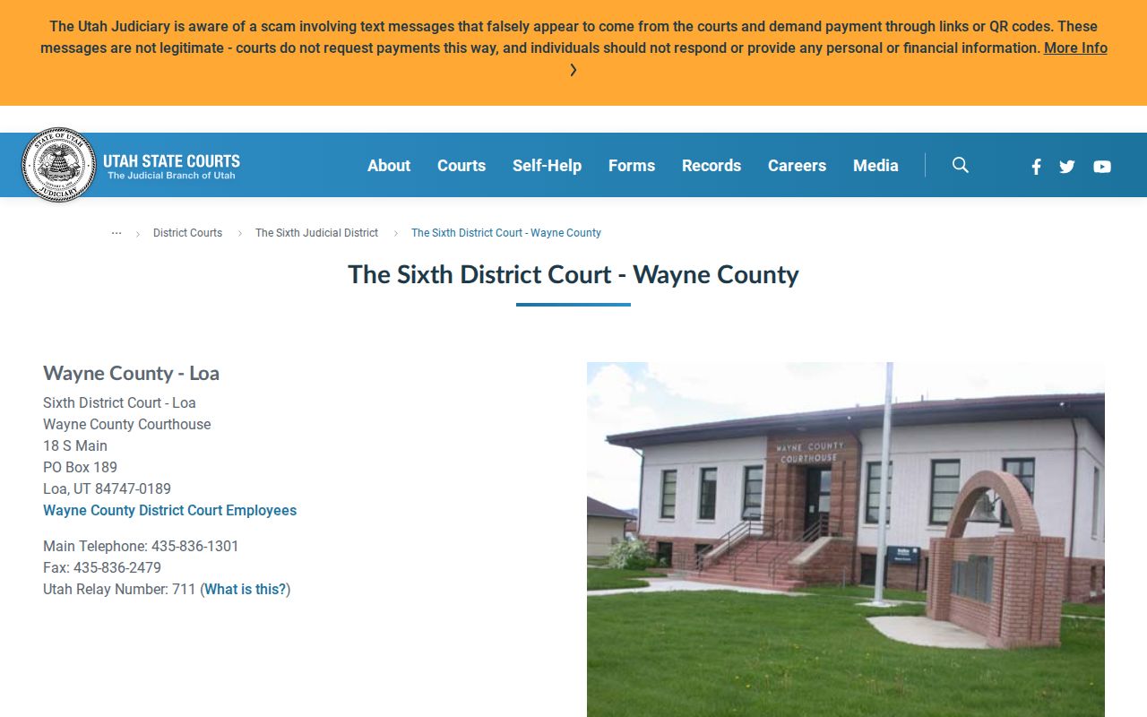 Official Sixth District Court Loa webpage for Wayne County